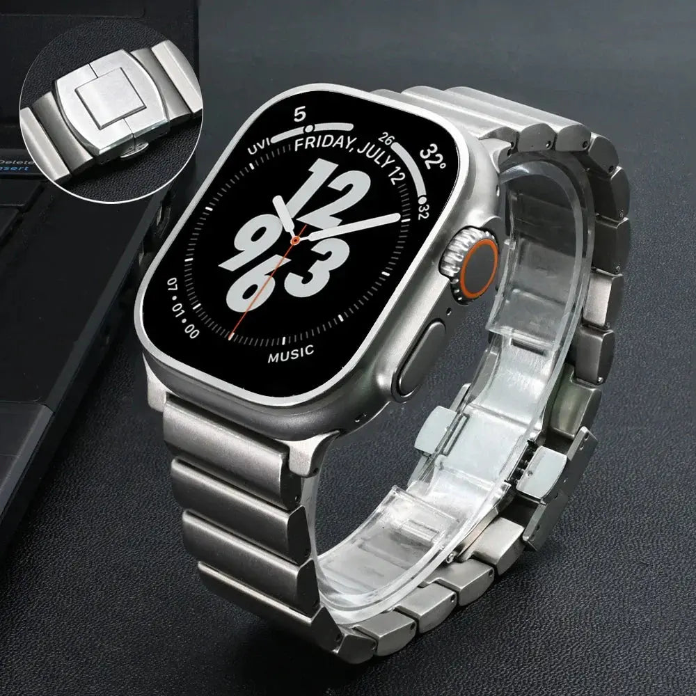 Titanium Strap for Apple Watch Ultra 1/2 49mm 316L Stainless Steel Buckle Band for Iwatch Series 9 8 7 6 45mm 44mm 42mm Bracelet Avontic