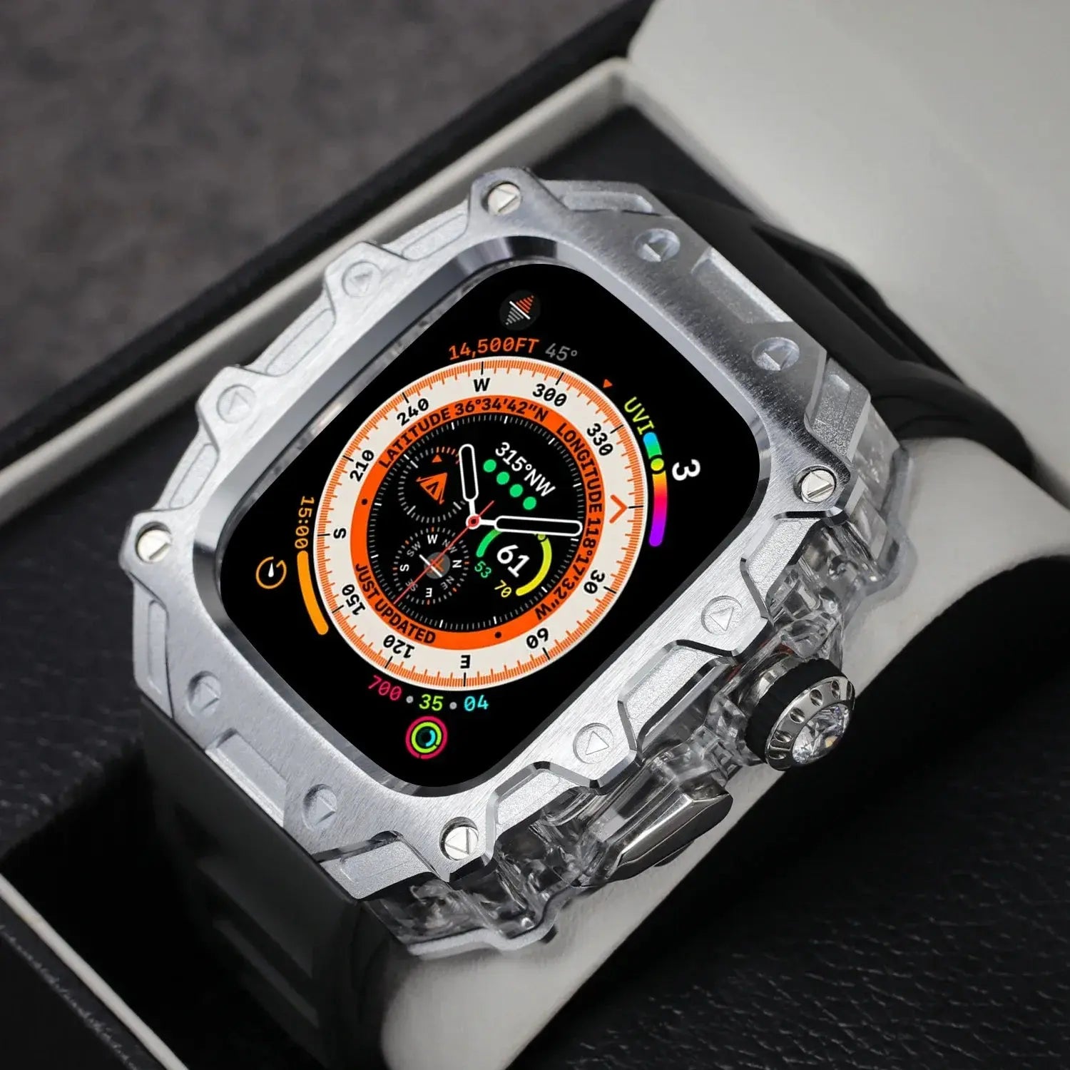 Zinc Allo Case Modification Kit for Apple Watch Ultra 1/2 49mm PC Frame Fluororubber Strap for Iwatch Series 9 Ultra Accessories Avontic