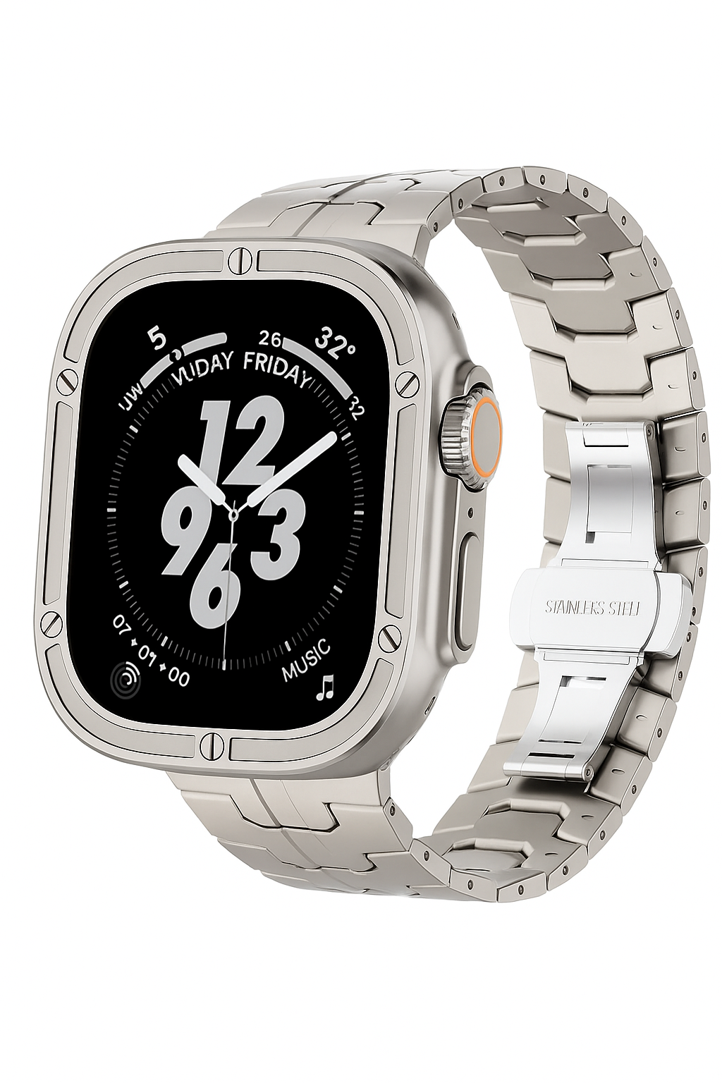 SteelGuard™ Ultra Precision Band + Armor Ring for Apple Watch Ultra 3 / 2 / 1 – 49 mm