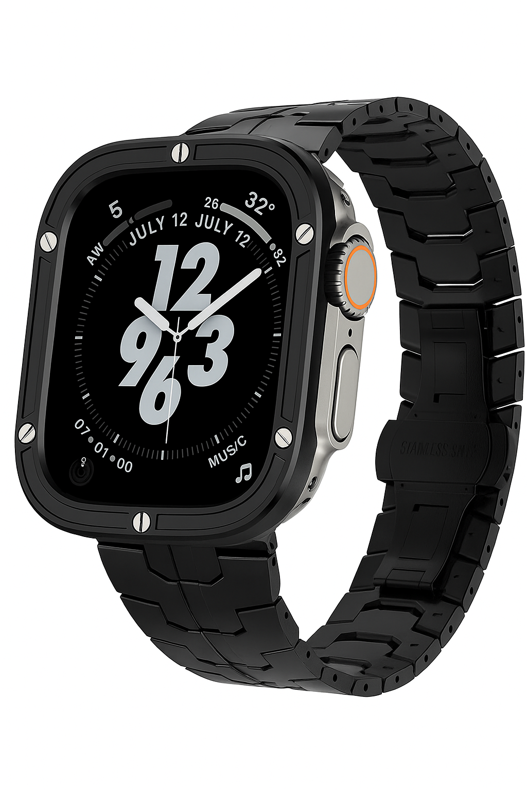 SteelGuard Ultra Precision Band + Armor Ring for Apple Watch Ultra 3 / 2 / 1 – 49 mm