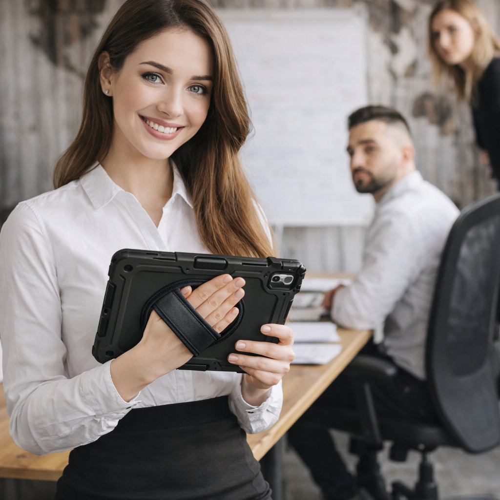 RhinoGuard Shockproof iPad Case with Stand, Hand Strap & Shoulder Strap – Military-Grade Protective Cover for iPad Pro, iPad Air & iPad (All Sizes)