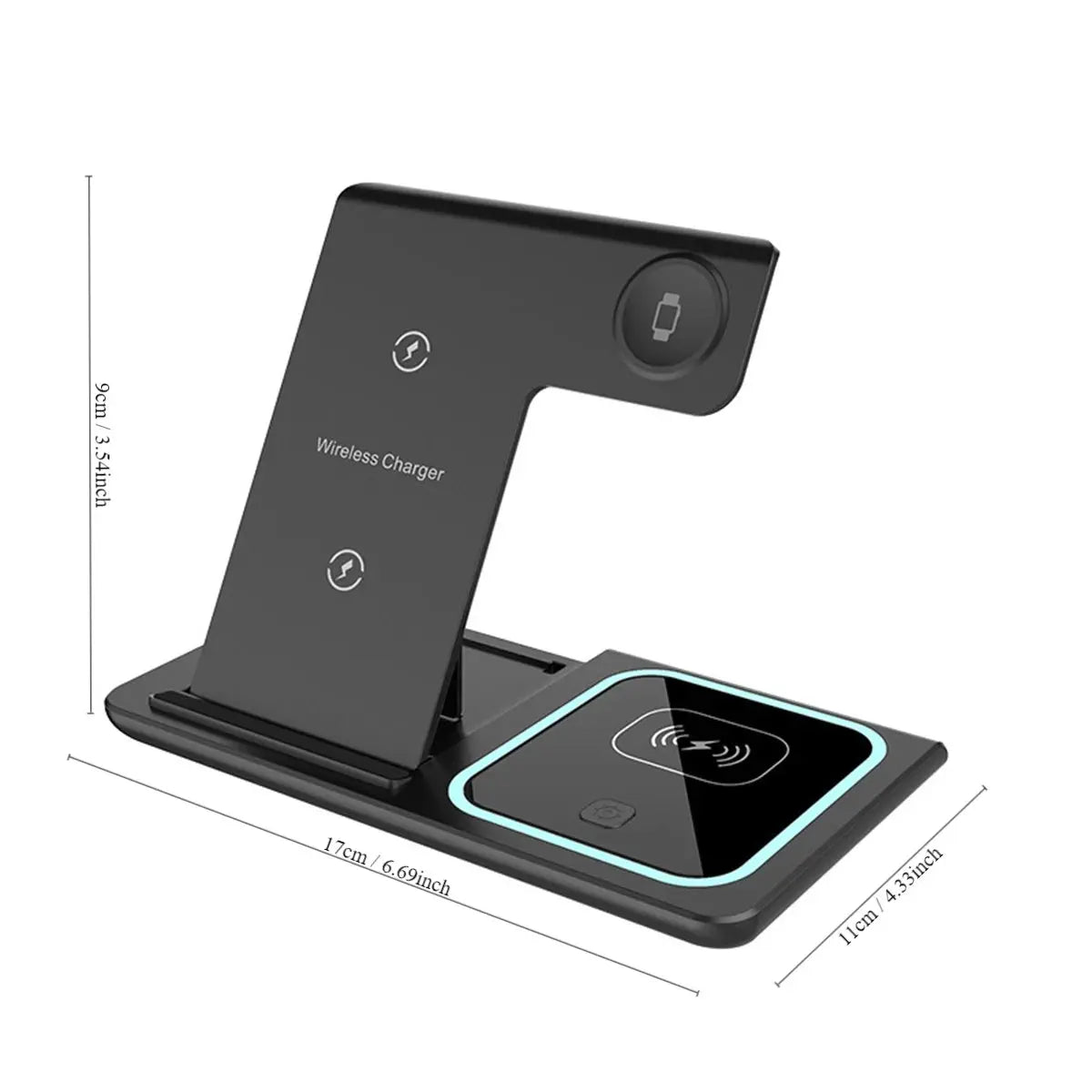 30W LED Fast Wireless Charger 3 in 1 Foldable Charging Station For iPhone 16 15 14 13 12 11 Apple Watch 9 8 7 6 5 Airpods Pro/3 Avontic