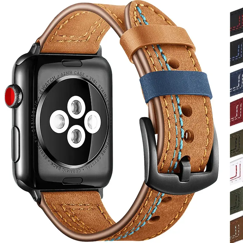 Leather Strap For Apple Watch Band 44mm Ultra 2 49mm 42mm 38/40mm watchband Correa bracelet iWatch Series 5 3 SE 6 7 8 9 45/41MM Avontic