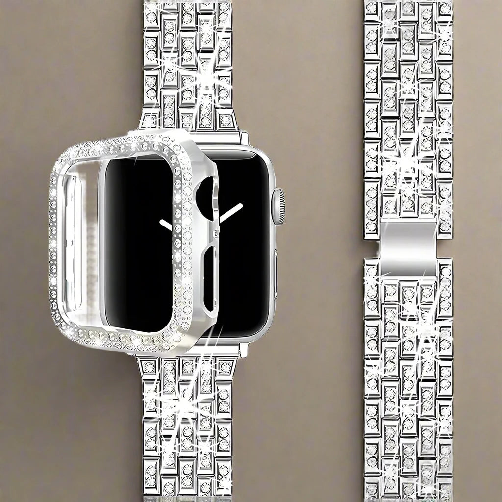 StellarGlitz Luxe Women's Watch Band & Diamond Shield for Apple Watch