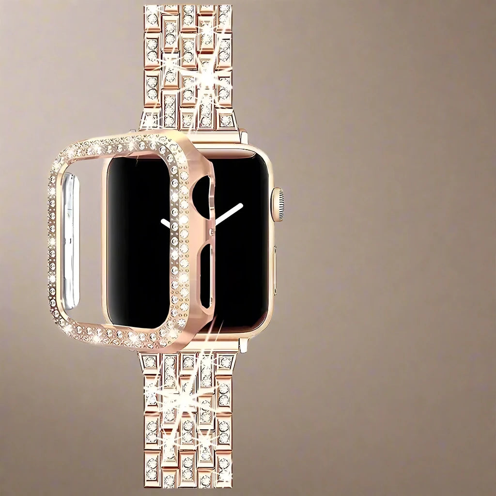 StellarGlitz Luxe Women's Watch Band & Diamond Shield for Apple Watch