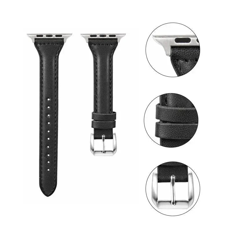 Slim leather strap for Apple Watch band ultra-2 49mm series 7 8 9 41mm/45mm 38mm/42mm Wrist bracelet iWatch SE 6 5 4 3 40mm/44mm Avontic