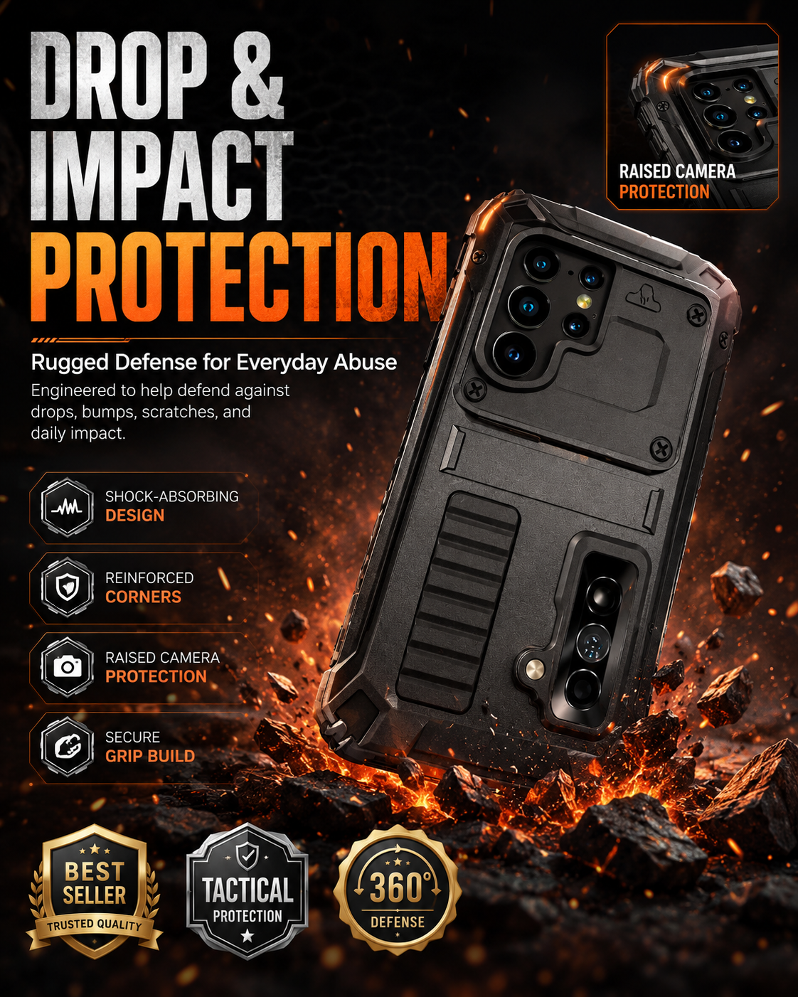 TitanShield Pro Aluminum Defender Case with Built-In Screen Guard & Kickstand – Galaxy S26 Ultra / S26 / S25 / S24 Series