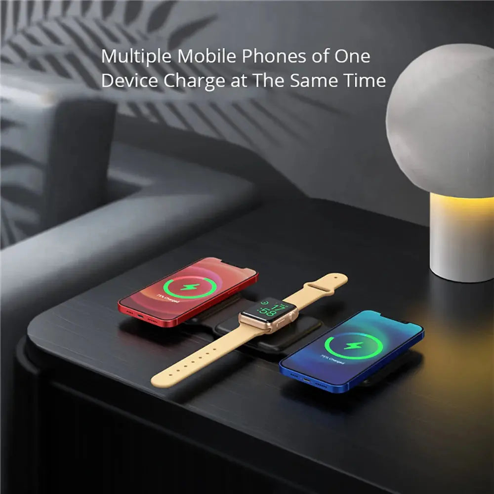Fast 15W Magnetic Wireless Charger for iPhone 14 13 Pro Max 3 in 1 Wireless Charger Portable for Apple Watch/AirPods 3in1 Stand Pinnacle Luxuries