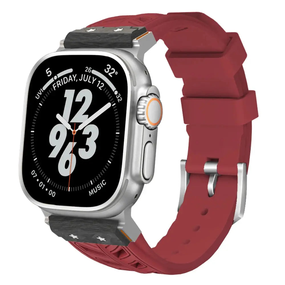 CarbonForce Pro FKM Fluororubber Band – Premium Carbon Fiber Design for Apple Watch Ultra & Series 10, 9, 8, 7