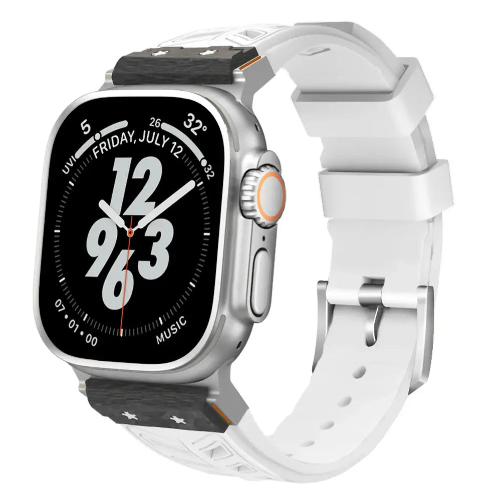 CarbonForce Pro FKM Fluororubber Band – Premium Carbon Fiber Design for Apple Watch Ultra & Series 10, 9, 8, 7