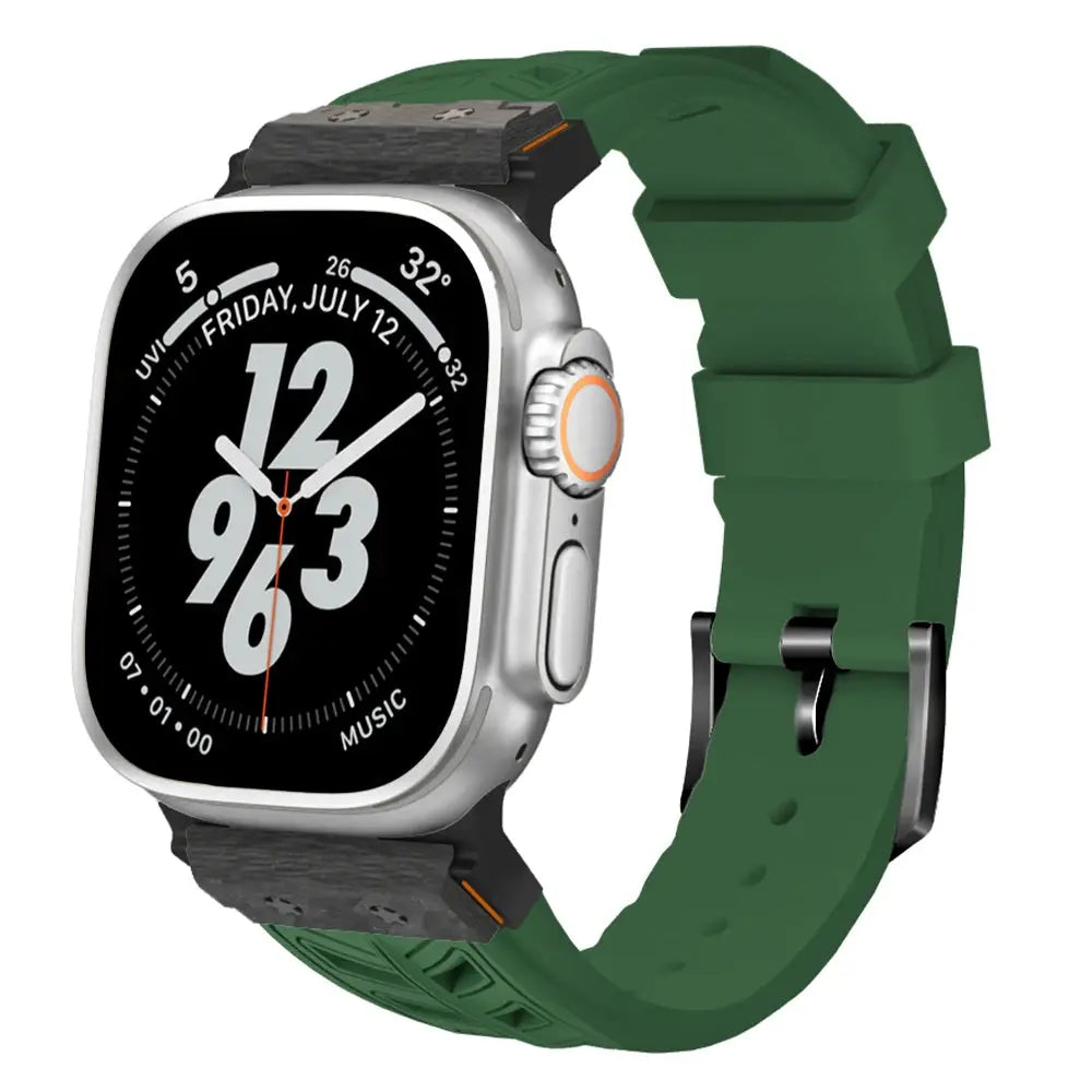 CarbonForce Pro FKM Fluororubber Band – Premium Carbon Fiber Design for Apple Watch Ultra & Series 10, 9, 8, 7