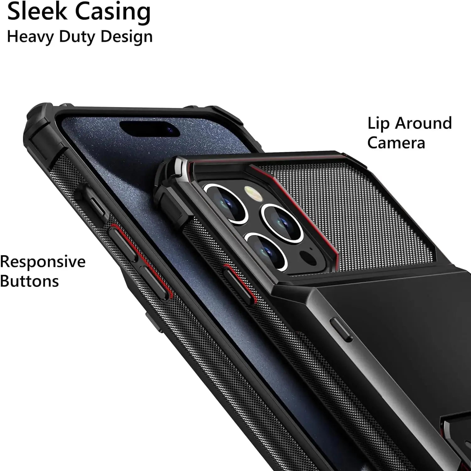 Heavy Duty Card Holder Case with Flip Wallet for iPhone 16, 16 Pro Max & Previous Models – Hidden Slot & Protective Hard Back Cover — product view 9