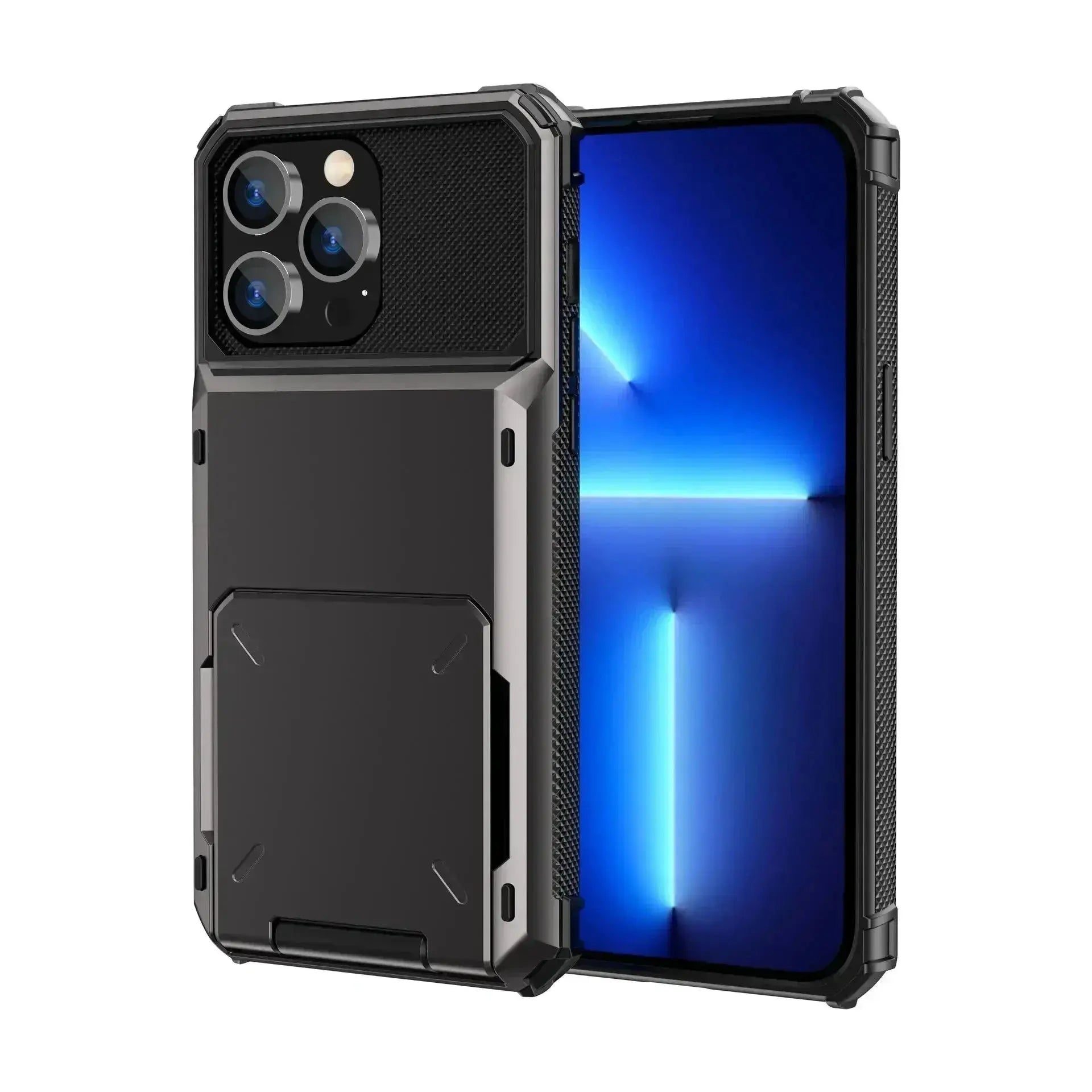 Heavy Duty Card Holder Case with Flip Wallet for iPhone 16, 16 Pro Max & Previous Models – Hidden Slot & Protective Hard Back Cover — product view 1
