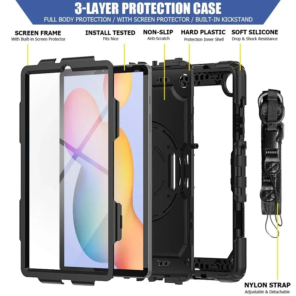 Case For Samsung Galaxy Tab A8 10.5 SM-X200 X205 X207 2022 Tablet Cover A9+Plus 11 A9 8.7 Kid Capa Screen Protector+Handle Strap Avontic