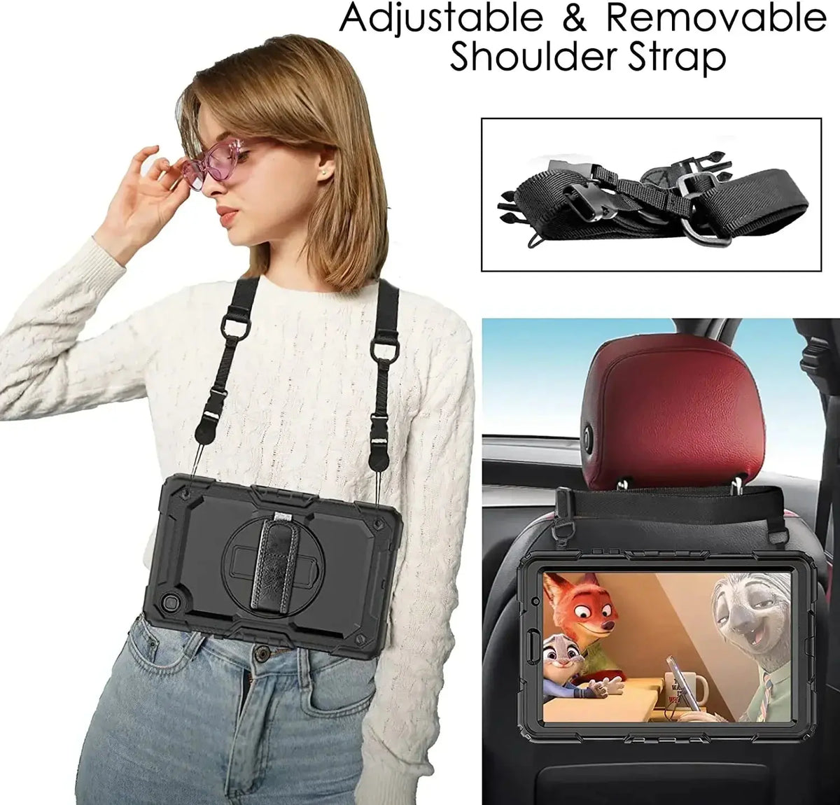 Case For Samsung Galaxy Tab A8 10.5 SM-X200 X205 X207 2022 Tablet Cover A9+Plus 11 A9 8.7 Kid Capa Screen Protector+Handle Strap Avontic