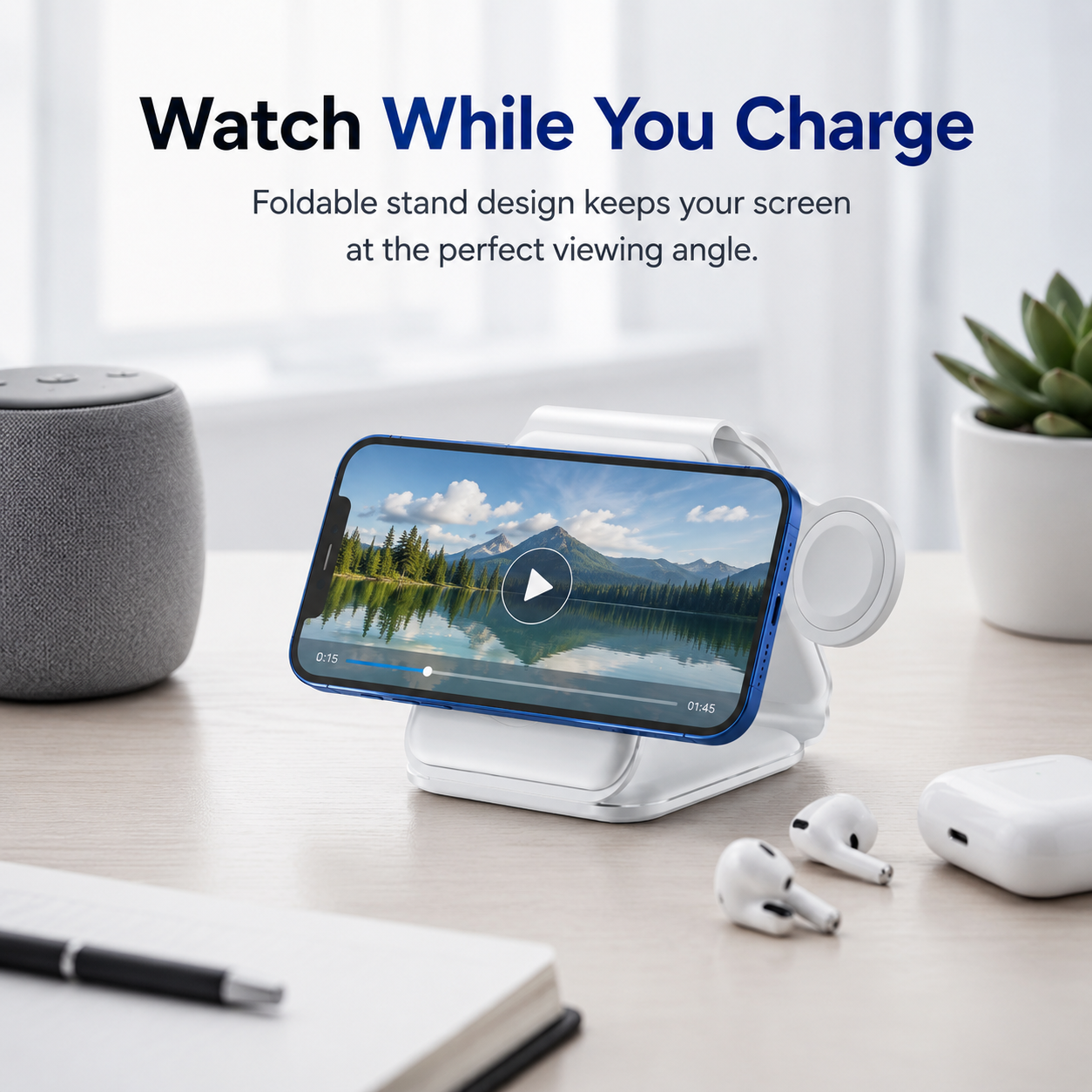 AvonticCharge Pro 3-in-1 Foldable Wireless Charging Station — product view 7