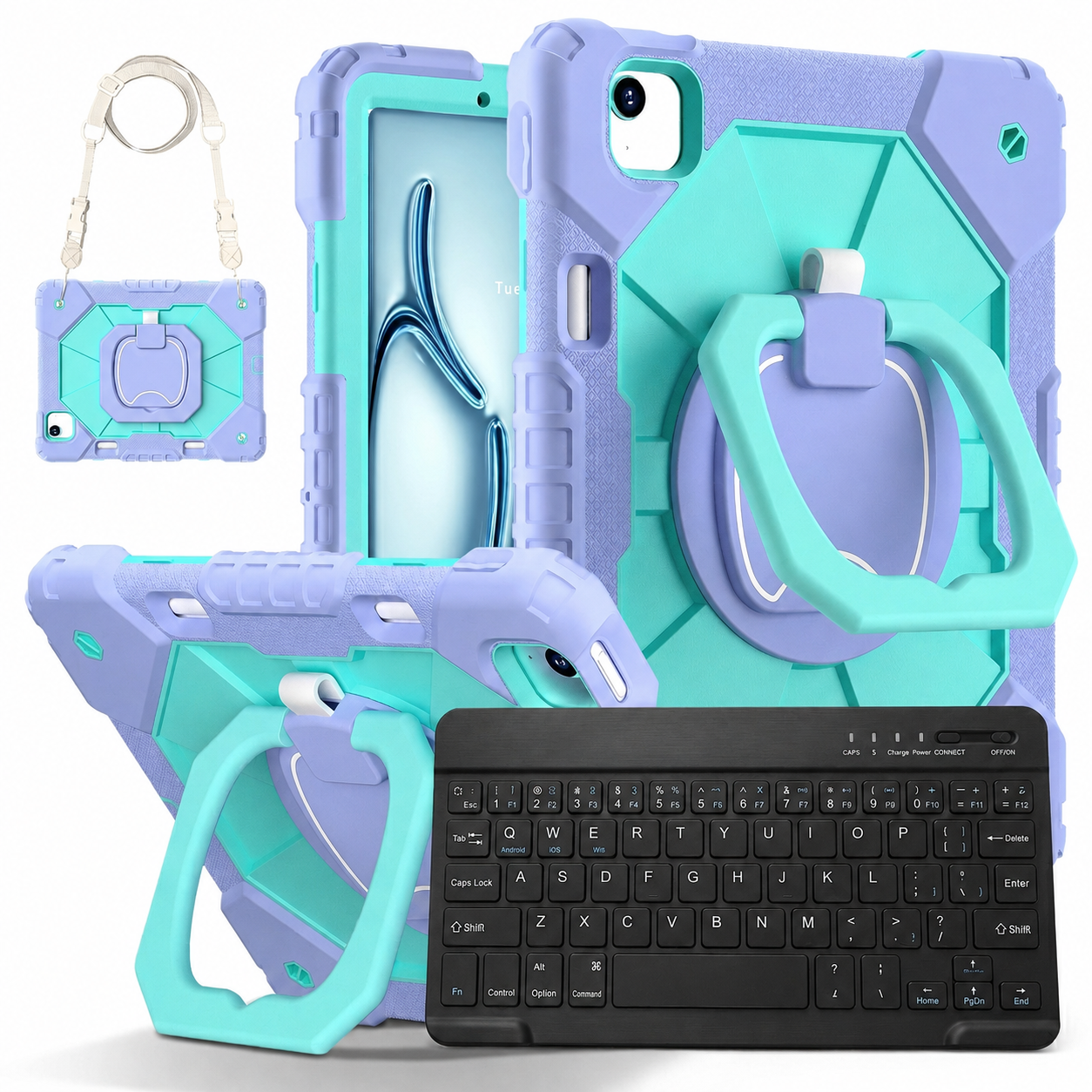RhinoGuard ArmorPro WorkForce 360° iPad Case + RhinoKeys Pro Keyboard Bundle
