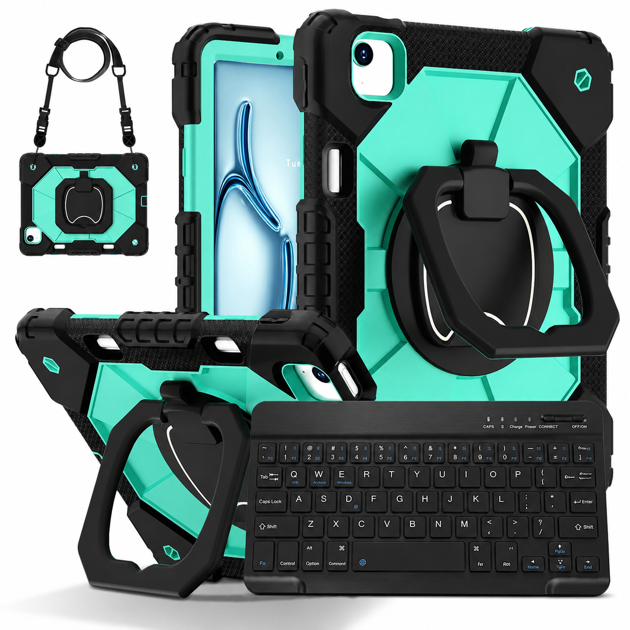 RhinoGuard ArmorPro WorkForce 360° iPad Case + RhinoKeys Pro Keyboard Bundle