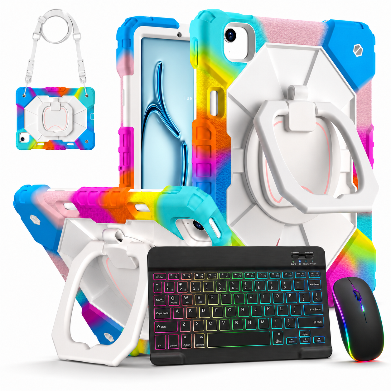 RhinoGuard ArmorPro WorkForce Elite — iPad Case + Backlit Keyboard & Wireless Mouse Bundle