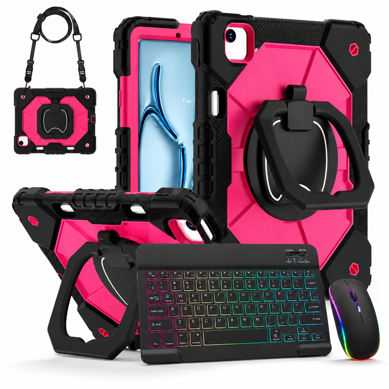 RhinoGuard ArmorPro WorkForce Elite — iPad Case + Backlit Keyboard & Wireless Mouse Bundle
