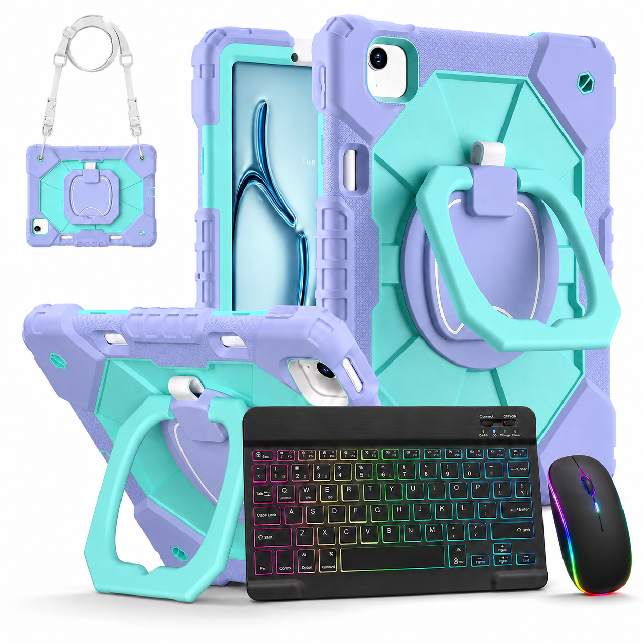 RhinoGuard ArmorPro WorkForce Elite — iPad Case + Backlit Keyboard & Wireless Mouse Bundle