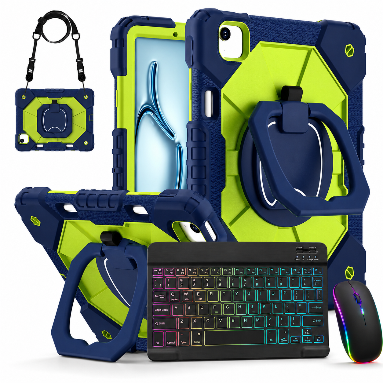 RhinoGuard ArmorPro WorkForce Elite — iPad Case + Backlit Keyboard & Wireless Mouse Bundle