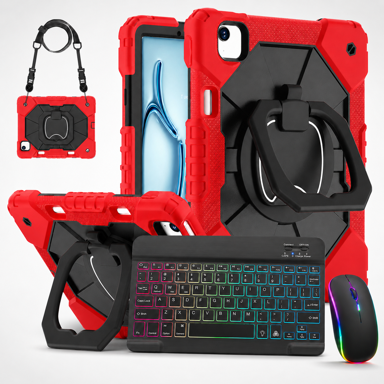 RhinoGuard ArmorPro WorkForce Elite — iPad Case + Backlit Keyboard & Wireless Mouse Bundle