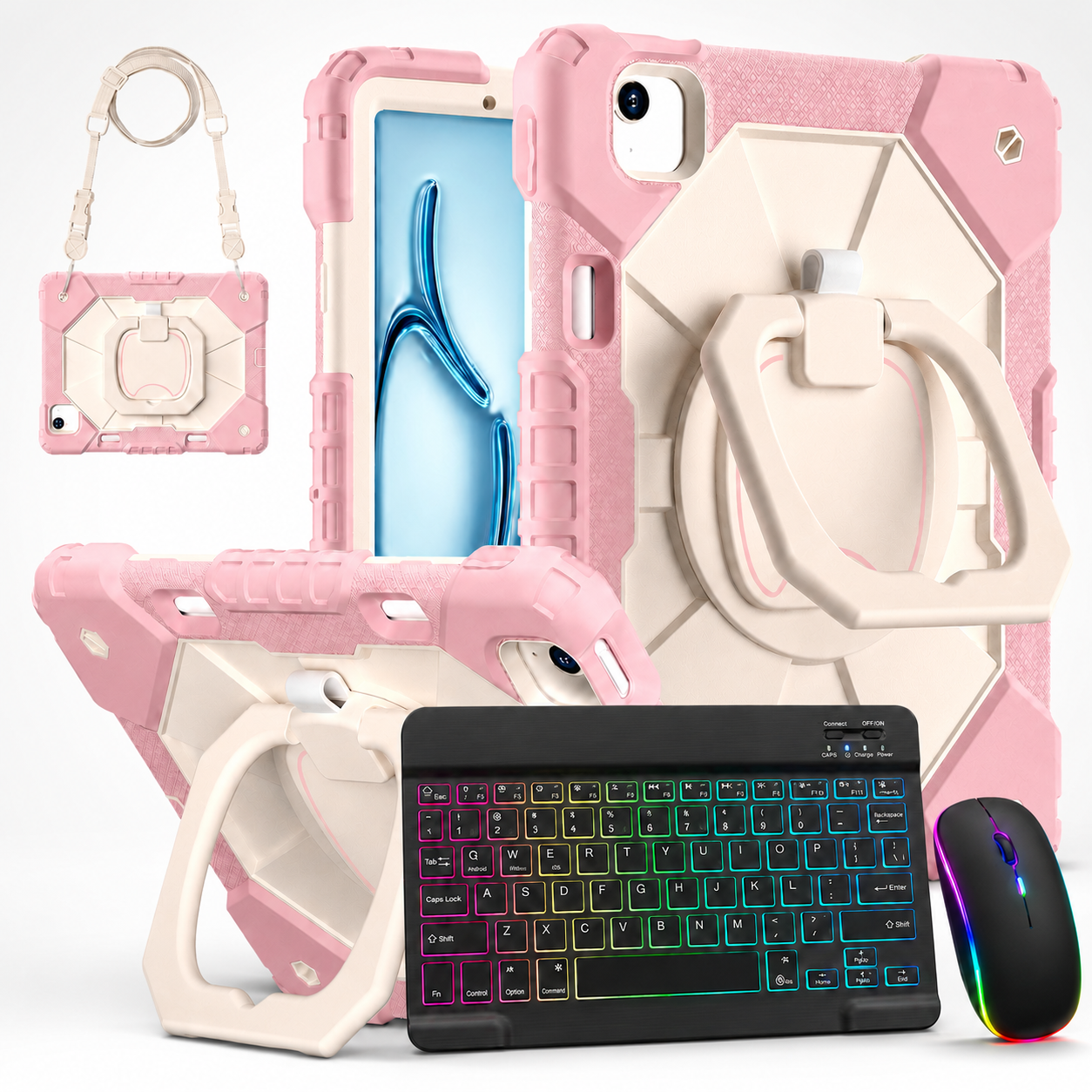 RhinoGuard ArmorPro WorkForce Elite — iPad Case + Backlit Keyboard & Wireless Mouse Bundle