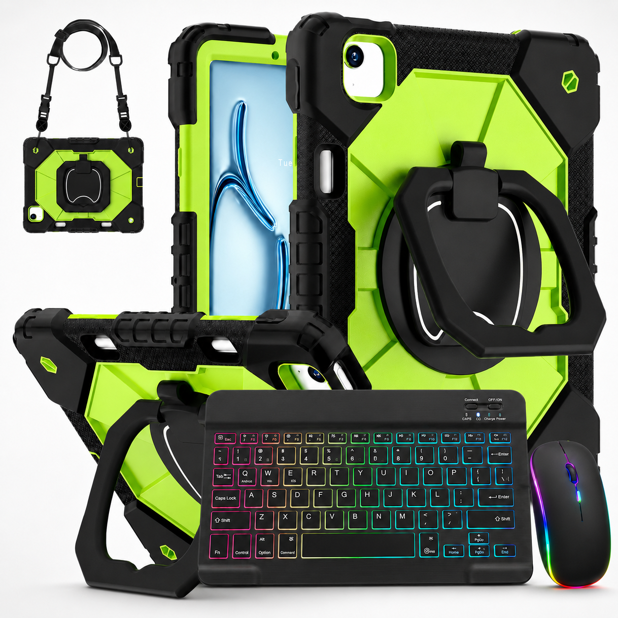 RhinoGuard ArmorPro WorkForce Elite — iPad Case + Backlit Keyboard & Wireless Mouse Bundle