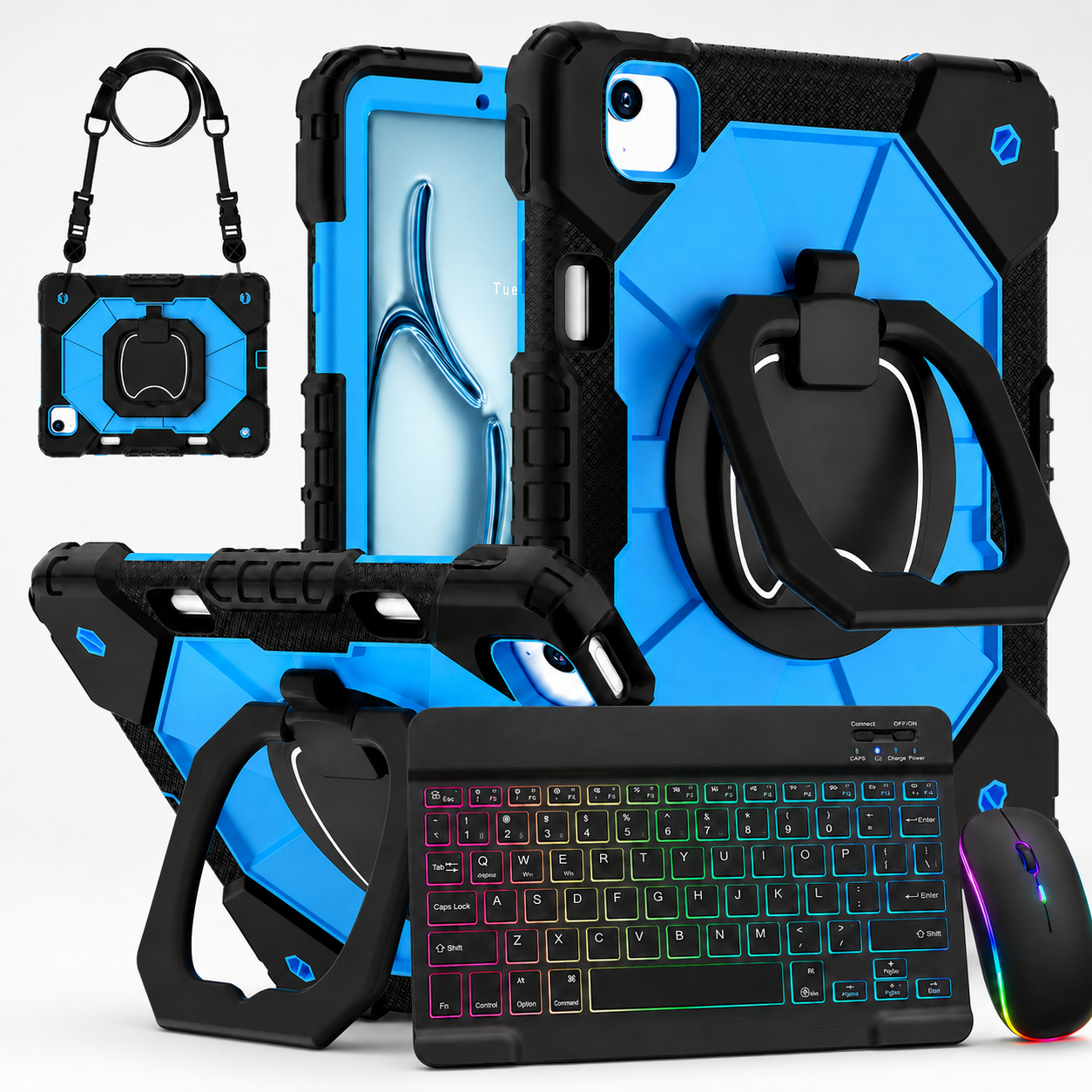 RhinoGuard ArmorPro WorkForce Elite — iPad Case + Backlit Keyboard & Wireless Mouse Bundle