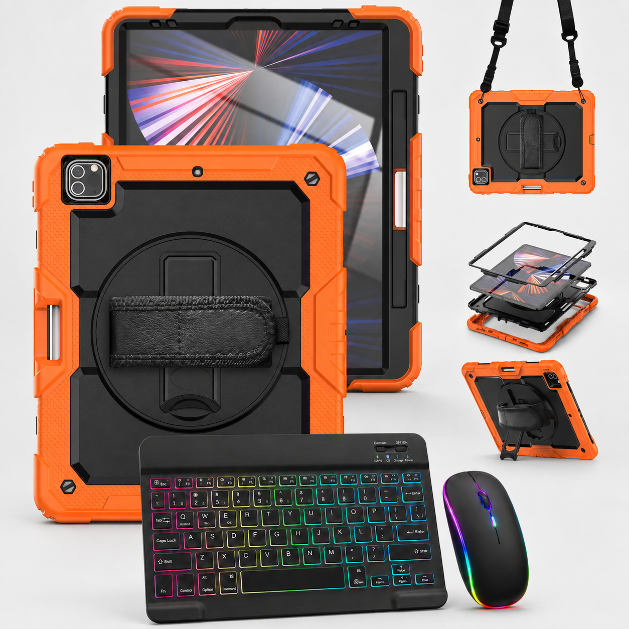 RhinoGuard Pro WorkForce Elite — iPad Case + Backlit Keyboard & Wireless Mouse Bundle