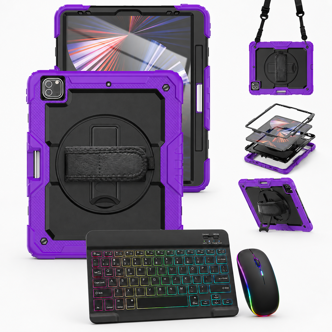 RhinoGuard Pro WorkForce Elite — iPad Case + Backlit Keyboard & Wireless Mouse Bundle