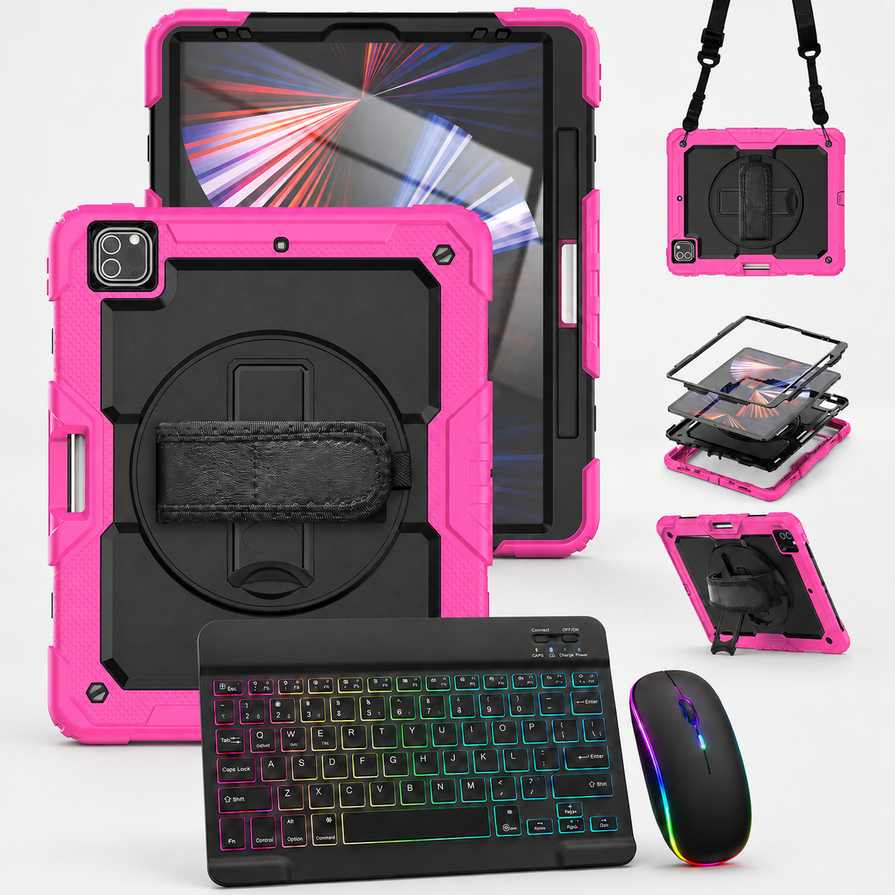 RhinoGuard Pro WorkForce Elite — iPad Case + Backlit Keyboard & Wireless Mouse Bundle