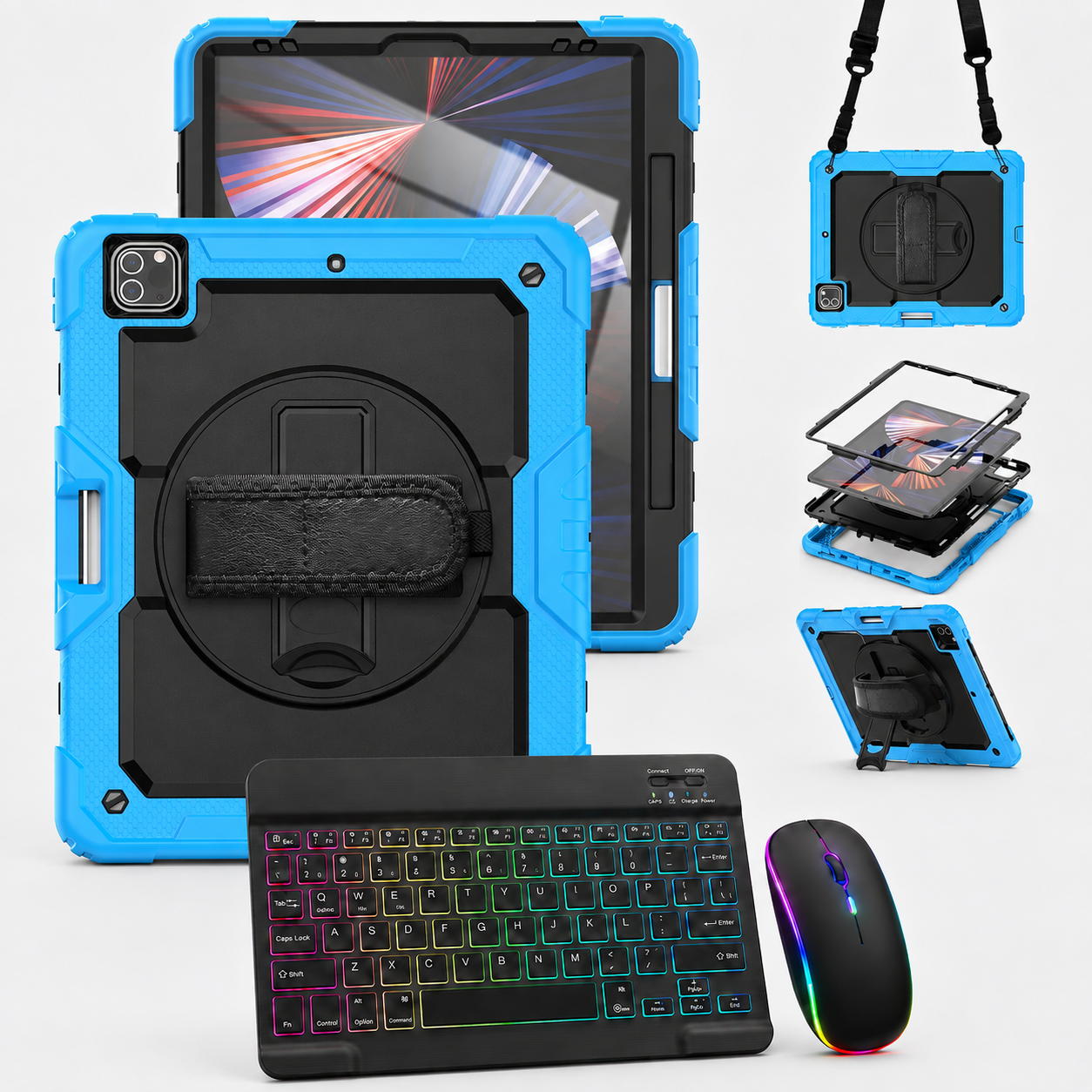 RhinoGuard Pro WorkForce Elite — iPad Case + Backlit Keyboard & Wireless Mouse Bundle