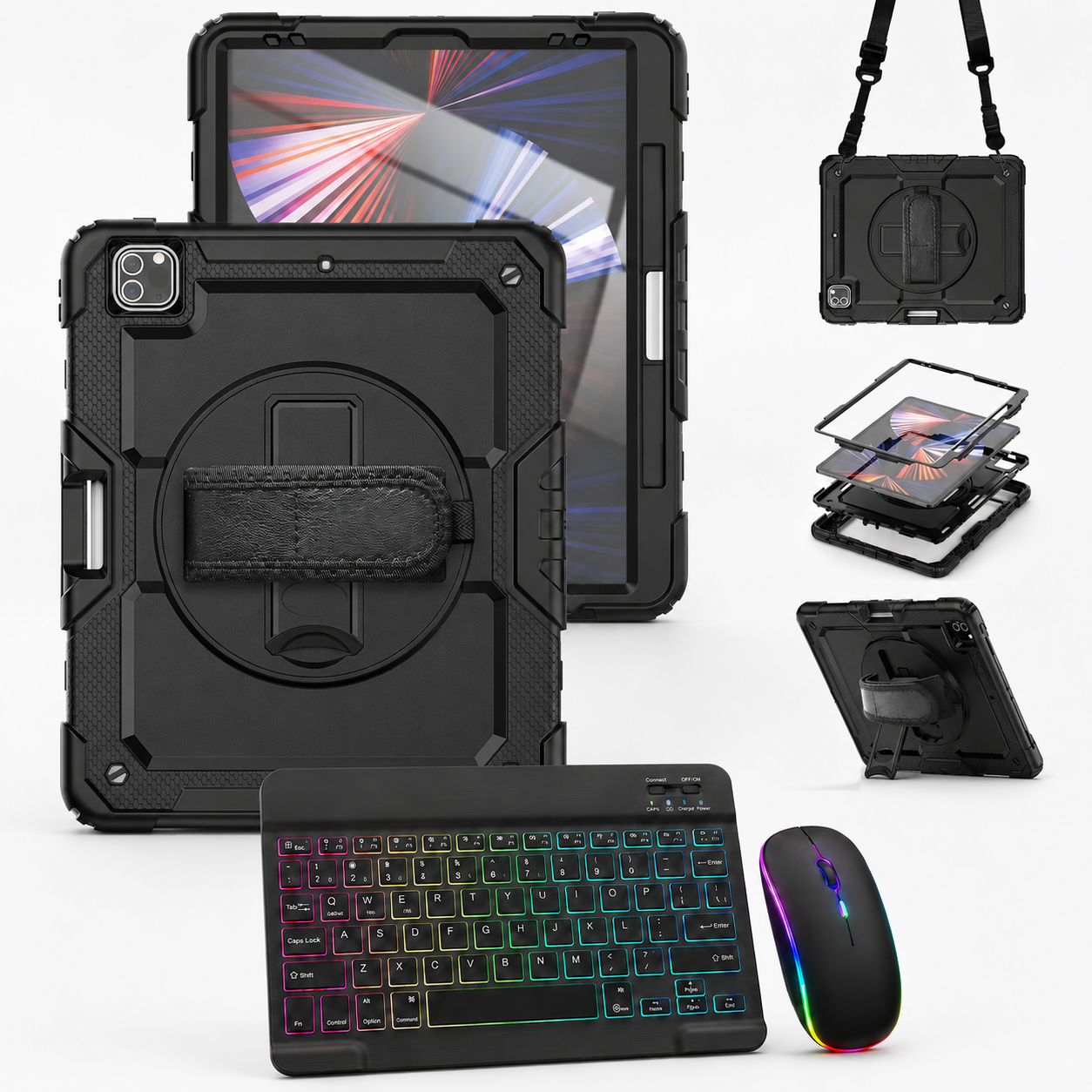 RhinoGuard Pro WorkForce Elite — iPad Case + Backlit Keyboard & Wireless Mouse Bundle