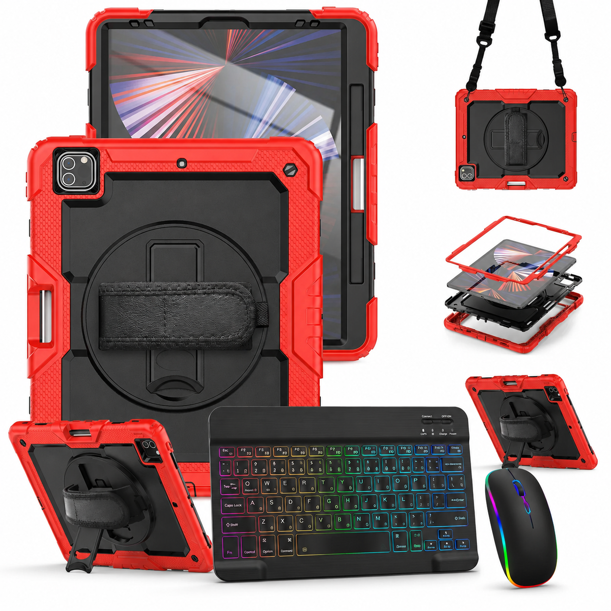 RhinoGuard Pro WorkForce Elite — iPad Case + Backlit Keyboard & Wireless Mouse Bundle