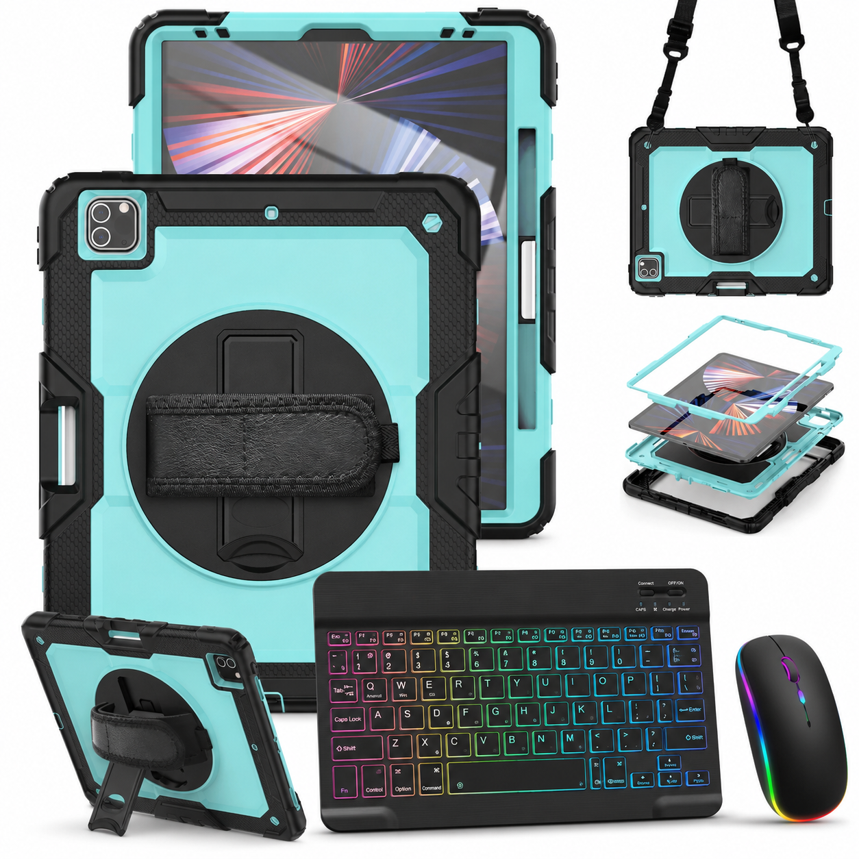 RhinoGuard Pro WorkForce Elite — iPad Case + Backlit Keyboard & Wireless Mouse Bundle