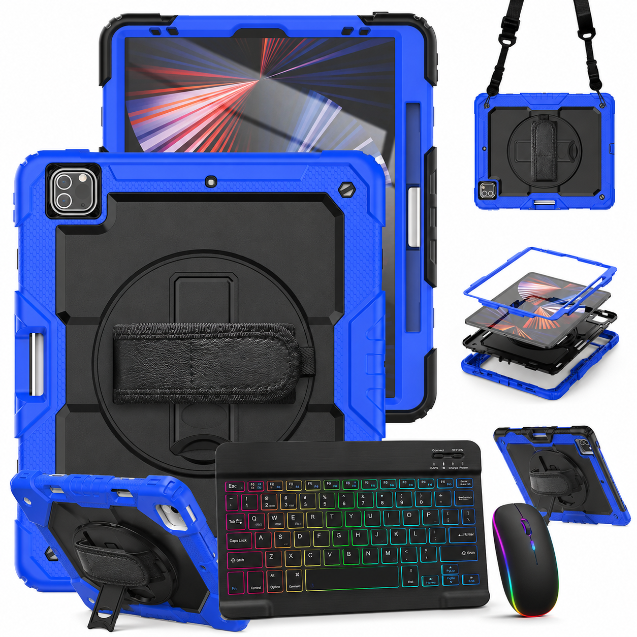 RhinoGuard Pro WorkForce Elite — iPad Case + Backlit Keyboard & Wireless Mouse Bundle