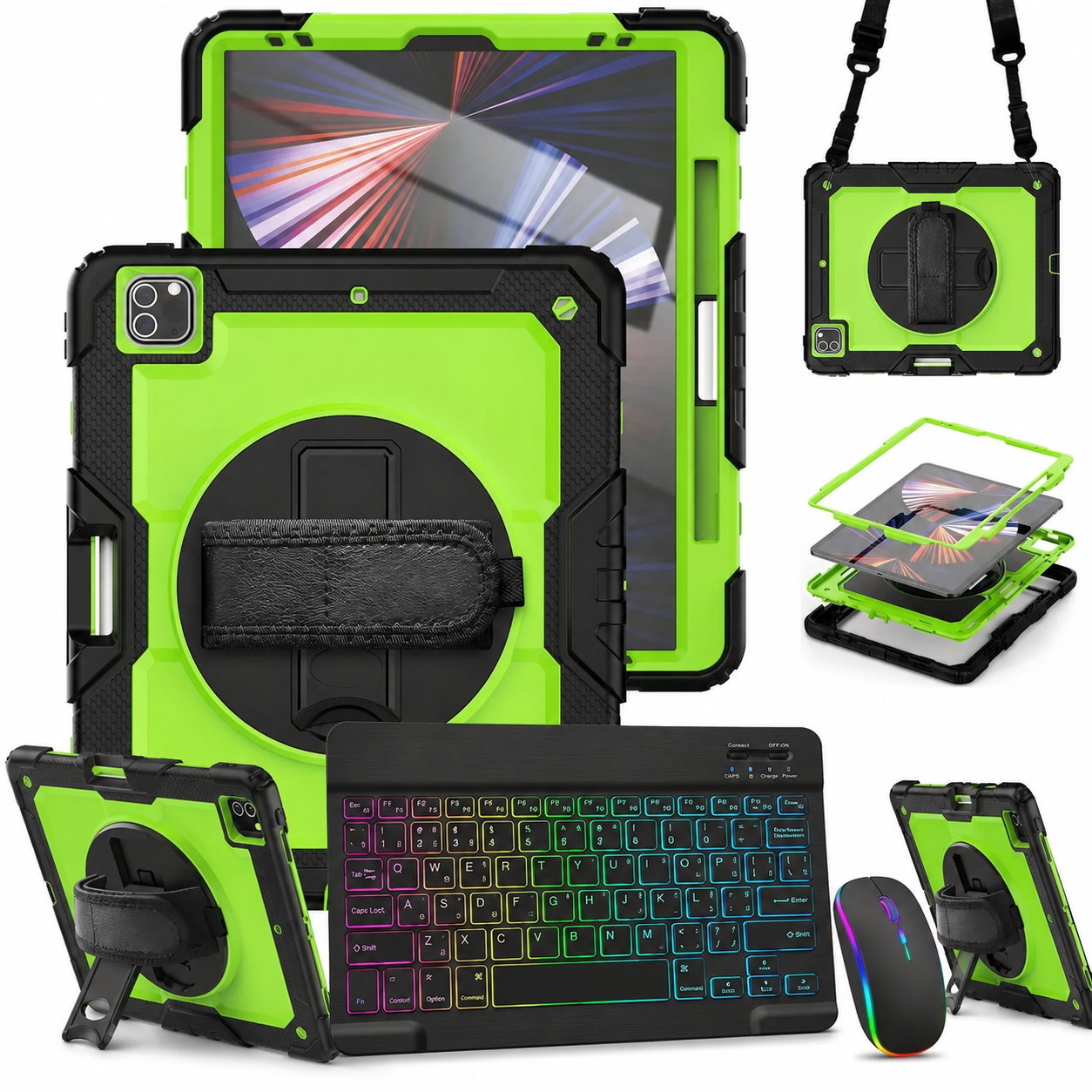 RhinoGuard Pro WorkForce Elite — iPad Case + Backlit Keyboard & Wireless Mouse Bundle