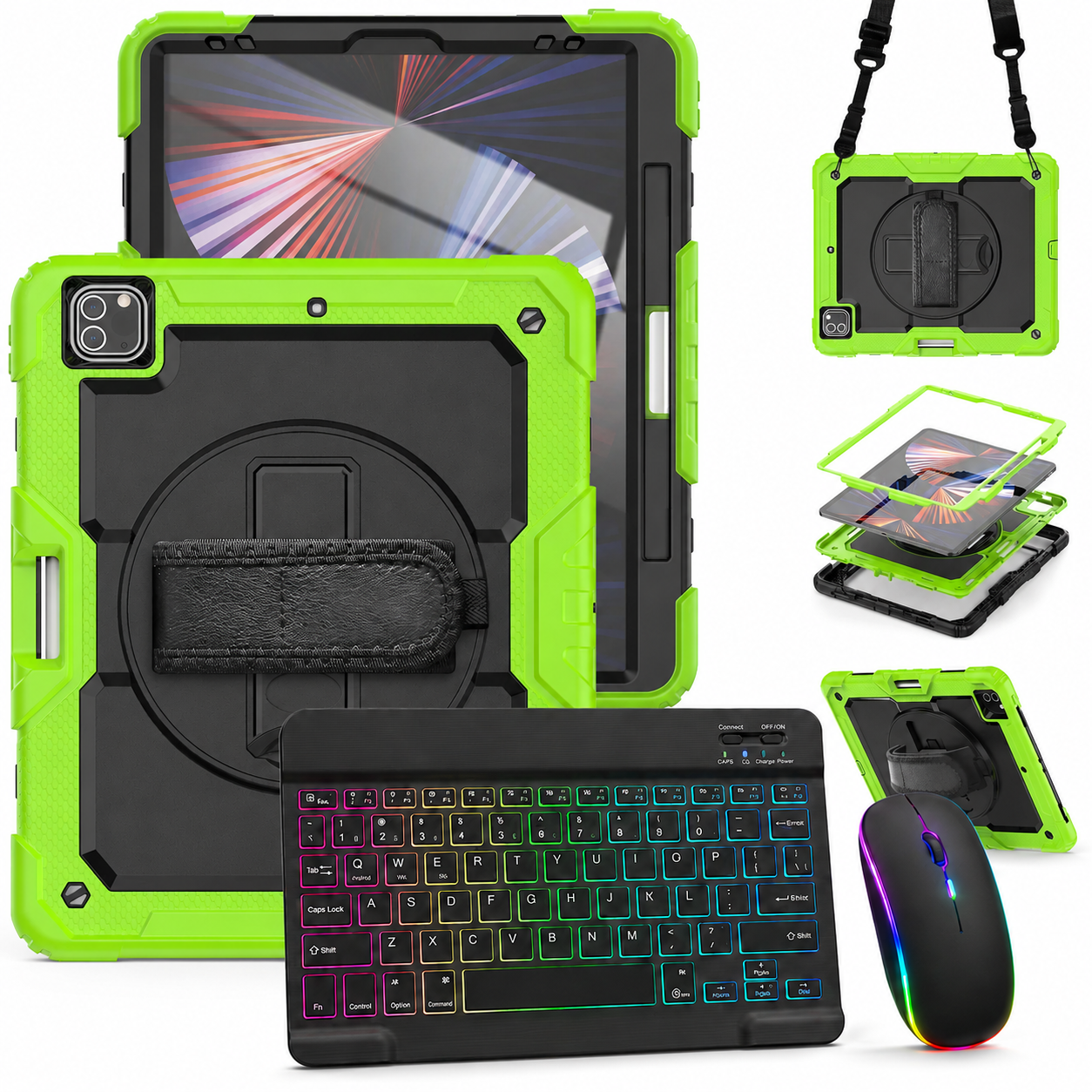 RhinoGuard Pro WorkForce Elite — iPad Case + Backlit Keyboard & Wireless Mouse Bundle