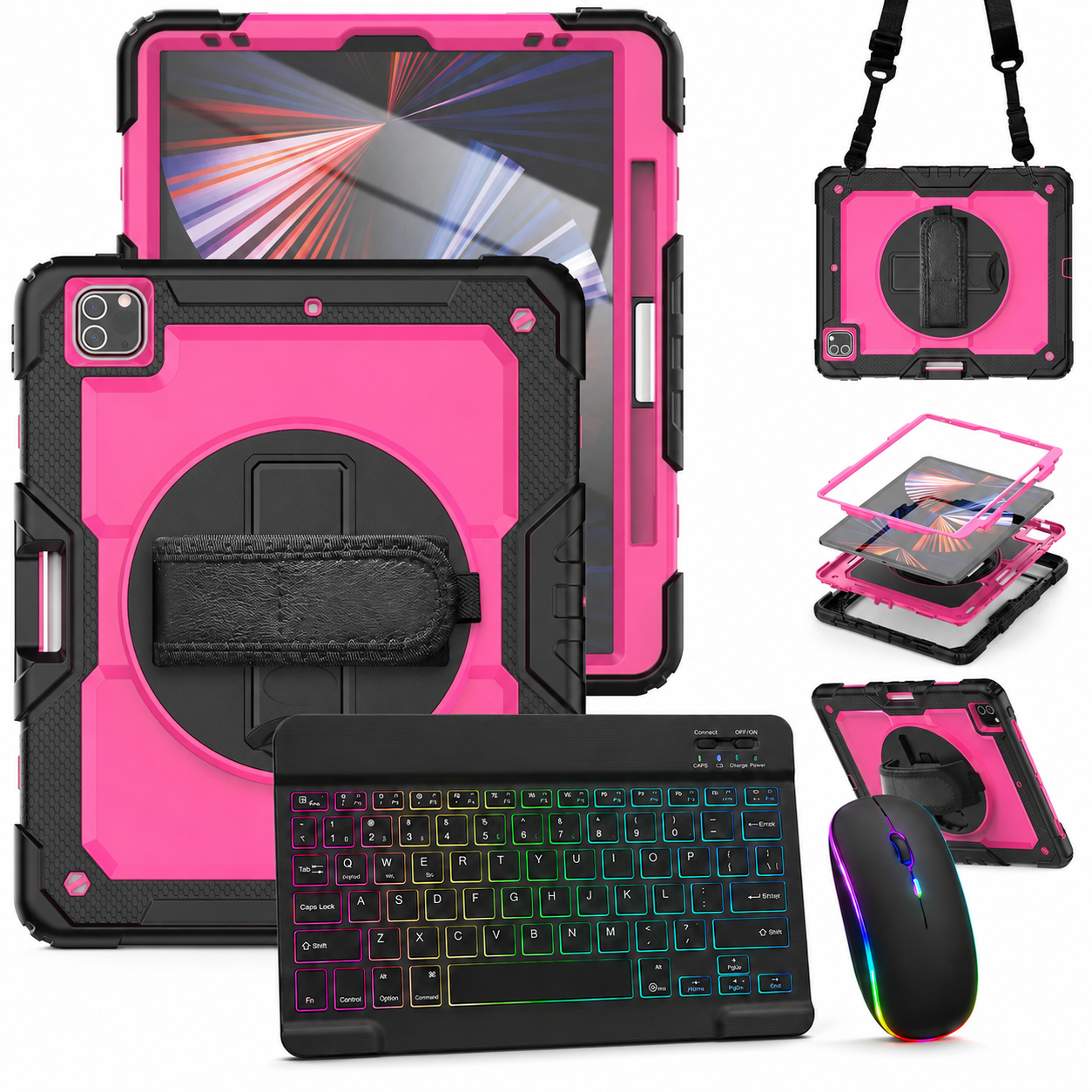 RhinoGuard Pro WorkForce Elite — iPad Case + Backlit Keyboard & Wireless Mouse Bundle