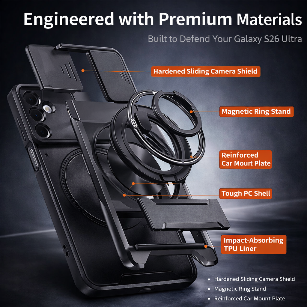 Armor Ring Stand Case for Samsung Galaxy S26 Ultra, S26 & S26 Plus