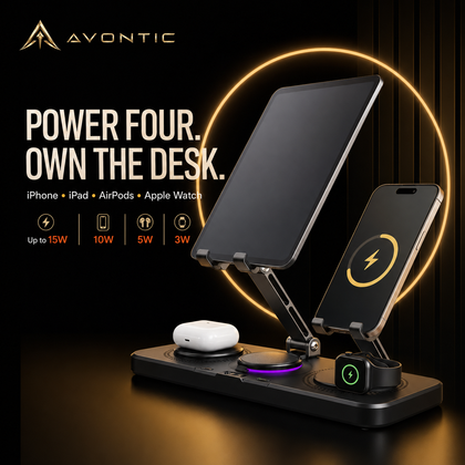Avontic ChargeStation 7™ Multi-Device Wireless Charger & iPad Stand