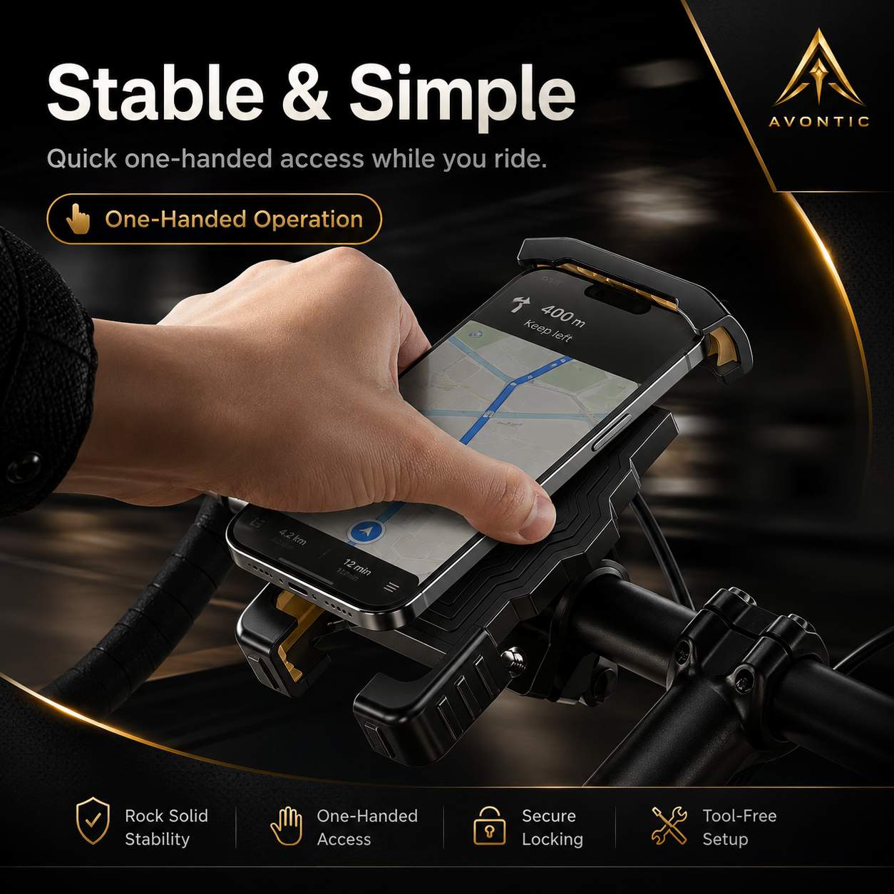 Avontic UltraGrip Bike Motorcycle Phone Mount Holder