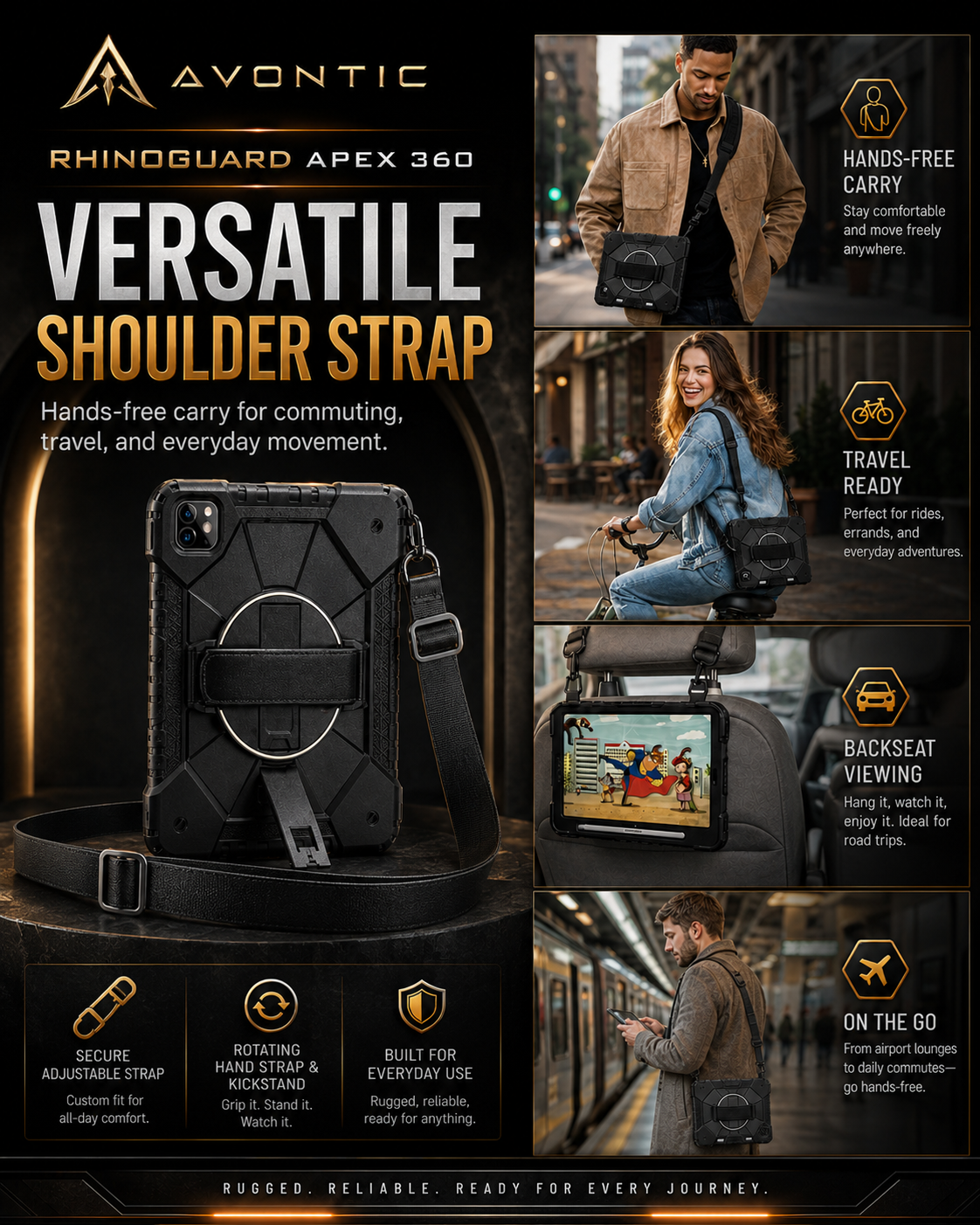 RhinoGuard Apex 360 Command Rugged iPad Case with Kickstand & Hand Strap — product view 3
