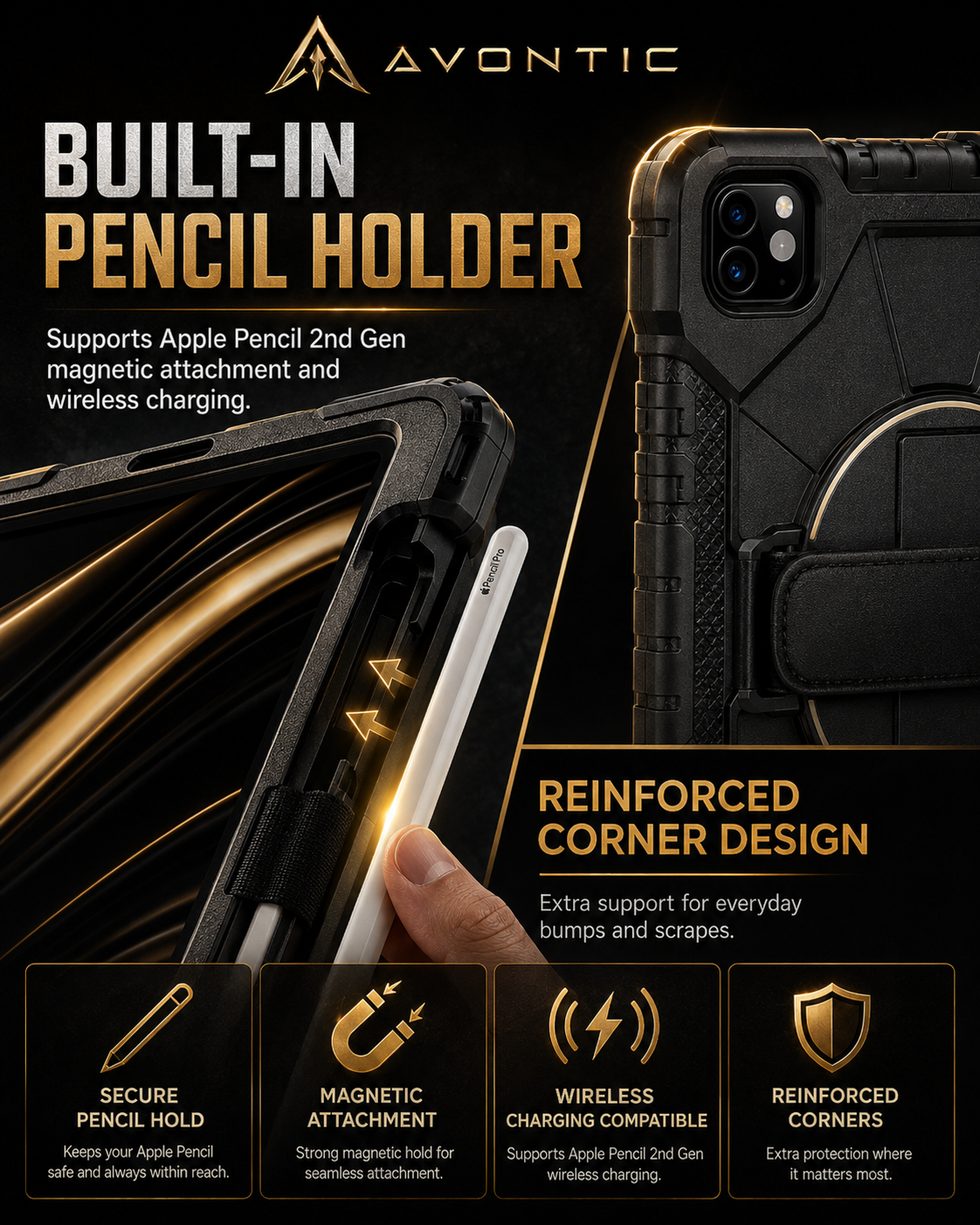 RhinoGuard Apex 360 Command Rugged iPad Case with Kickstand & Hand Strap — product view 6