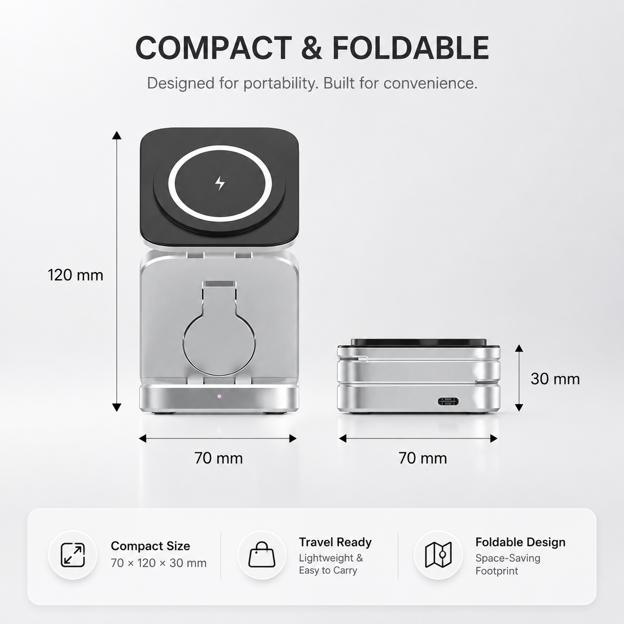 AvonticCharge Foldable Trio Wireless Charging Station