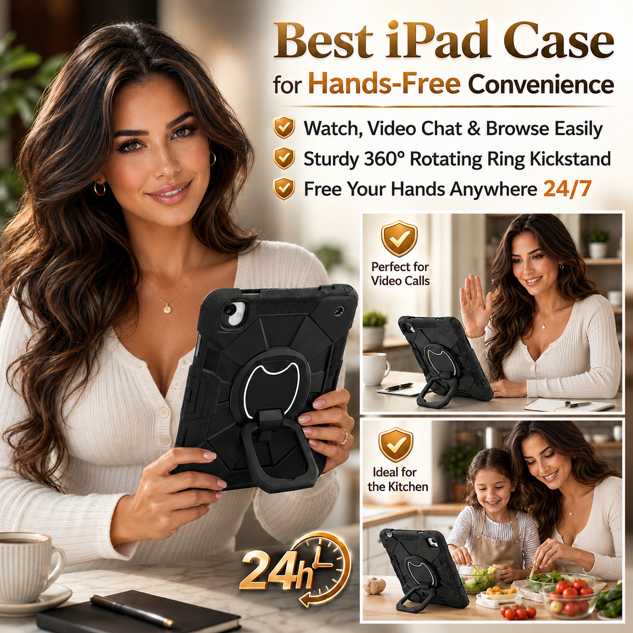RhinoGuard ArmorPro Rugged iPad Case with Kickstand & Hand Strap