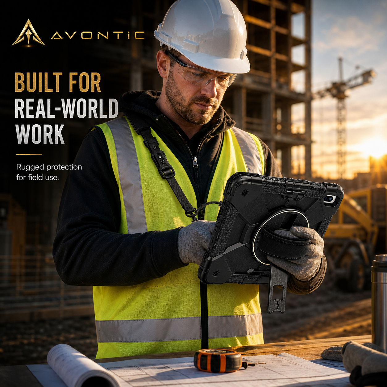 RhinoGuard Sentinel 360 Rugged iPad Case with Kickstand & Hand Strap
