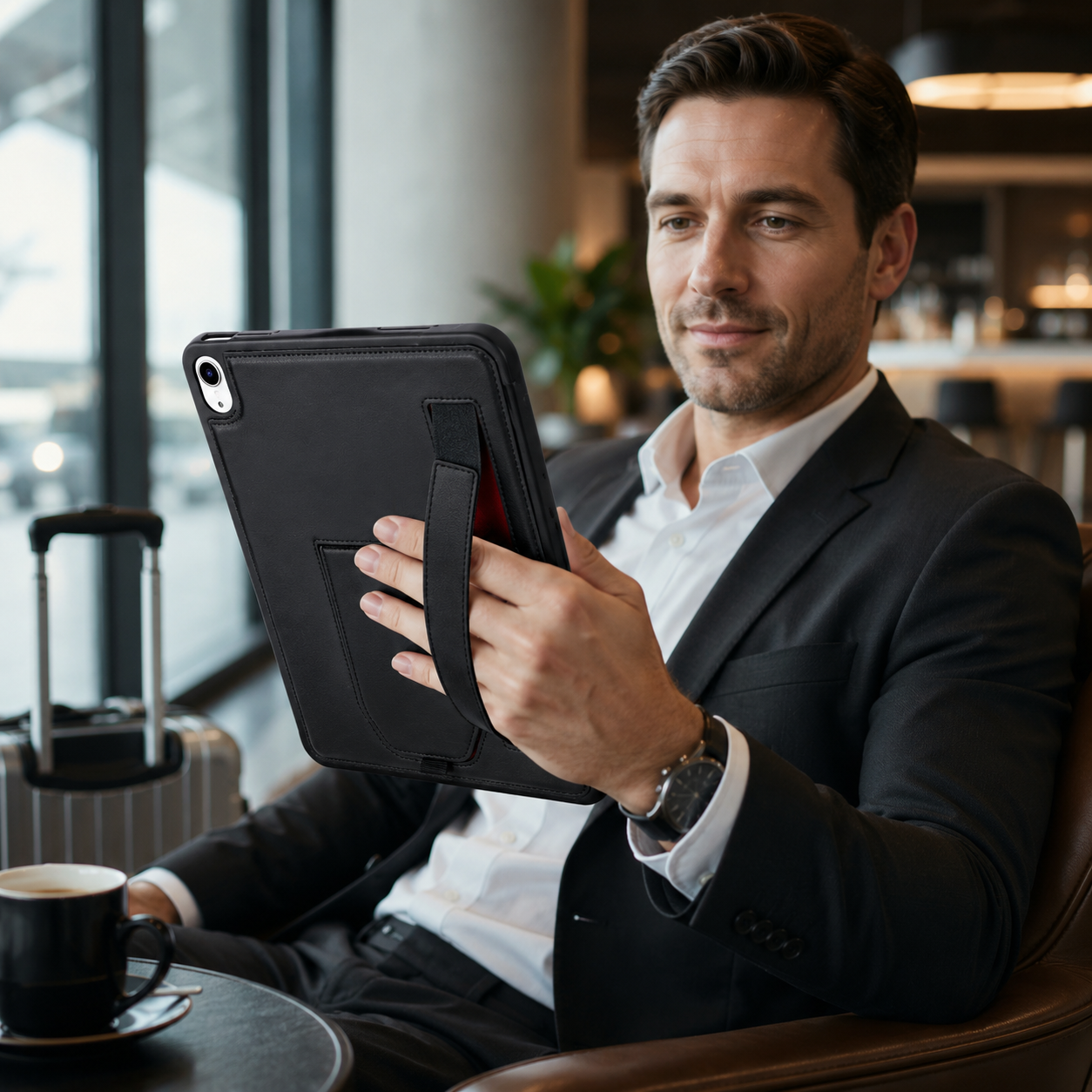 Leather iPad Case with Hand Strap and Stand – Compatible with iPad Air, Pro, Mini, and iPad (2024–2026 Models)